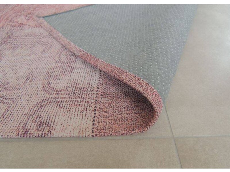 Roze vintage tapijt met patchwork motief