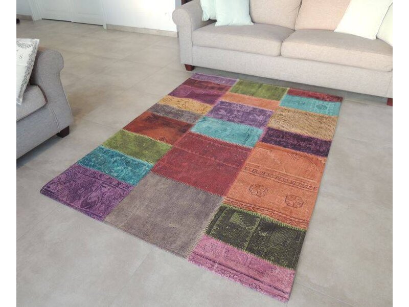 Kleurrijk tapijt met patchwork motief 140x200
