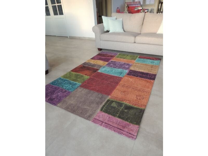 Kleurrijk tapijt met patchwork motief 140x200