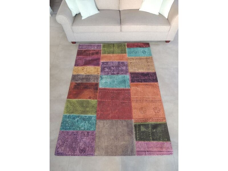 Kleurrijk tapijt met patchwork motief 140x200