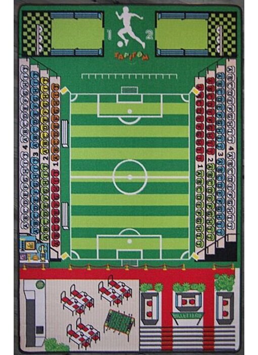 Groot tapijt met voetbalveld
