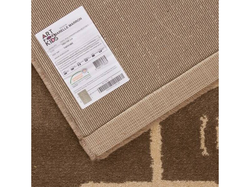 Leuk bruin tapijt voor kinderkamer met hinkelspel 100x150cm