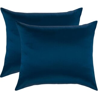 Silk Heaven Voordeelset 2x 100% Zijden kussensloop Blauw Hotelsluiting - 19MM