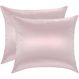 Silk Heaven Voordeelset 2x 100% Zijden kussensloop Vintage Roze Glossy Hotelsluiting - 22MM