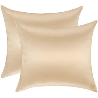 Silk Heaven Voordeelset 2x 100% Zijden kussensloop Donker Champagne Glossy Hotelsluiting - 22MM