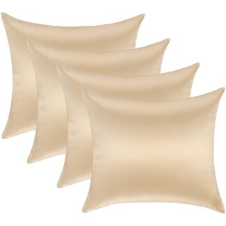 Silk Heaven Voordeelset 4x 100% Zijden kussensloop Donker Champagne Hotelsluiting - 19MM