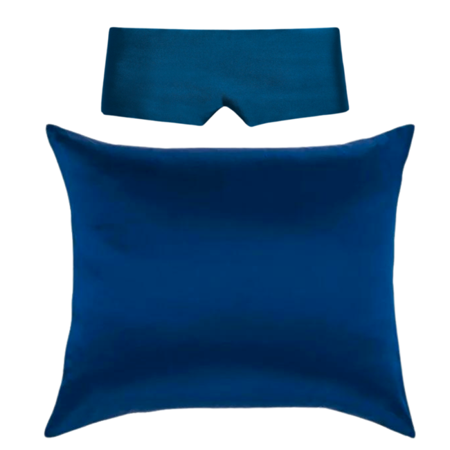 Perfect Sleep Set Blauw - Kussensloop & Slaapmasker