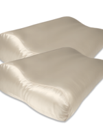 Silk Heaven 2x Zijden Kussensloop Donker Champagne Ergonomisch - 19MM