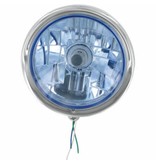 KOPLAMP 14.5 CM BLAUWE LENS MET VISOR ZWART