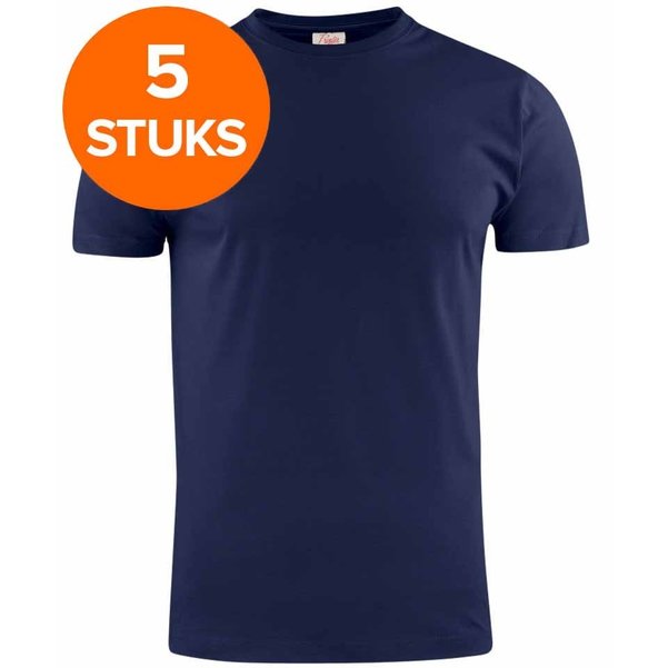 Printer Heavy T-shirt Ronde hals 5 pack