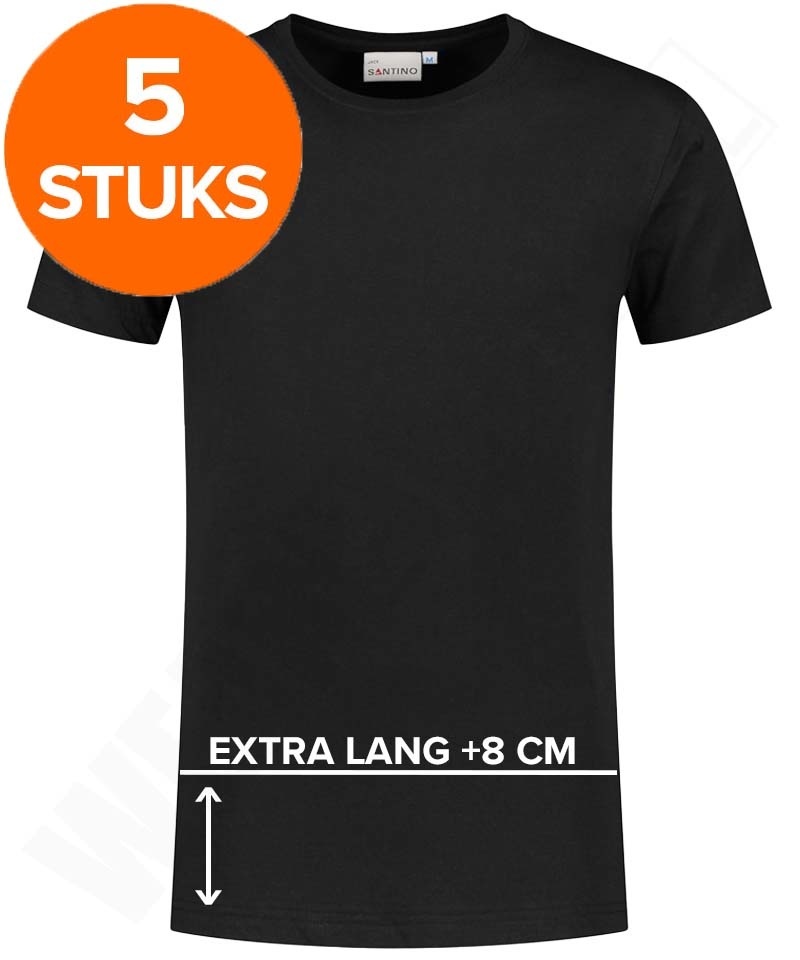 Bounty salade teksten T-shirt extra lang Santino zwart? | 5 stuks voor €37,50 - Wear2work.nl