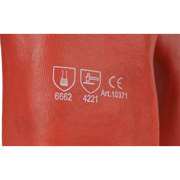 Werkhandschoenen PVC rood 27cm 10371