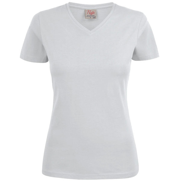 Dames t-shirt v-hals Printer wit