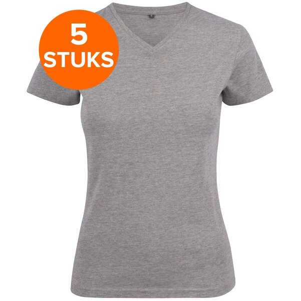 Dames t-shirt v-hals Printer 5 pack