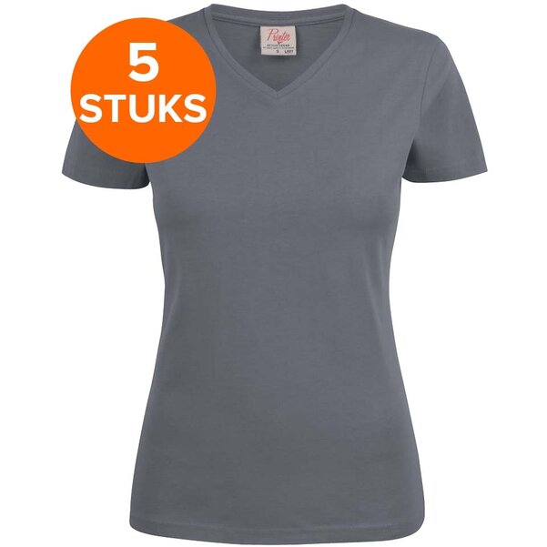 Dames t-shirt v-hals Printer 5 pack