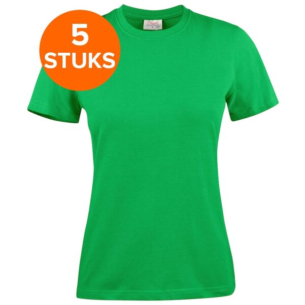 Printer Heavy T-shirt Dames Ronde hals 5 pack