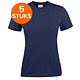 Printer Heavy T-shirt Dames Ronde hals 5 pack