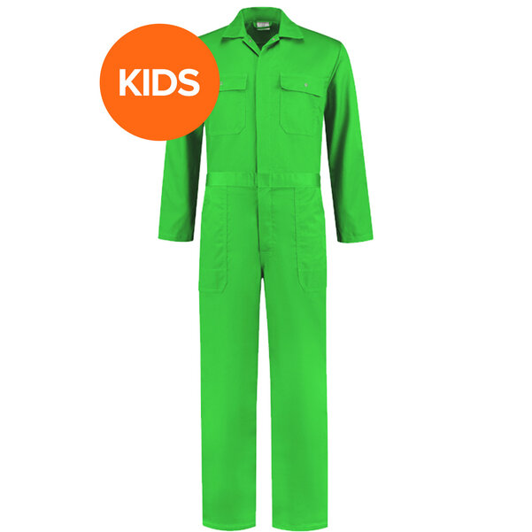 Kinderoverall polyester/katoen lime