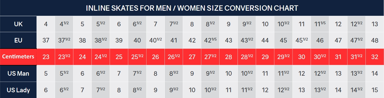 fila size chart kids