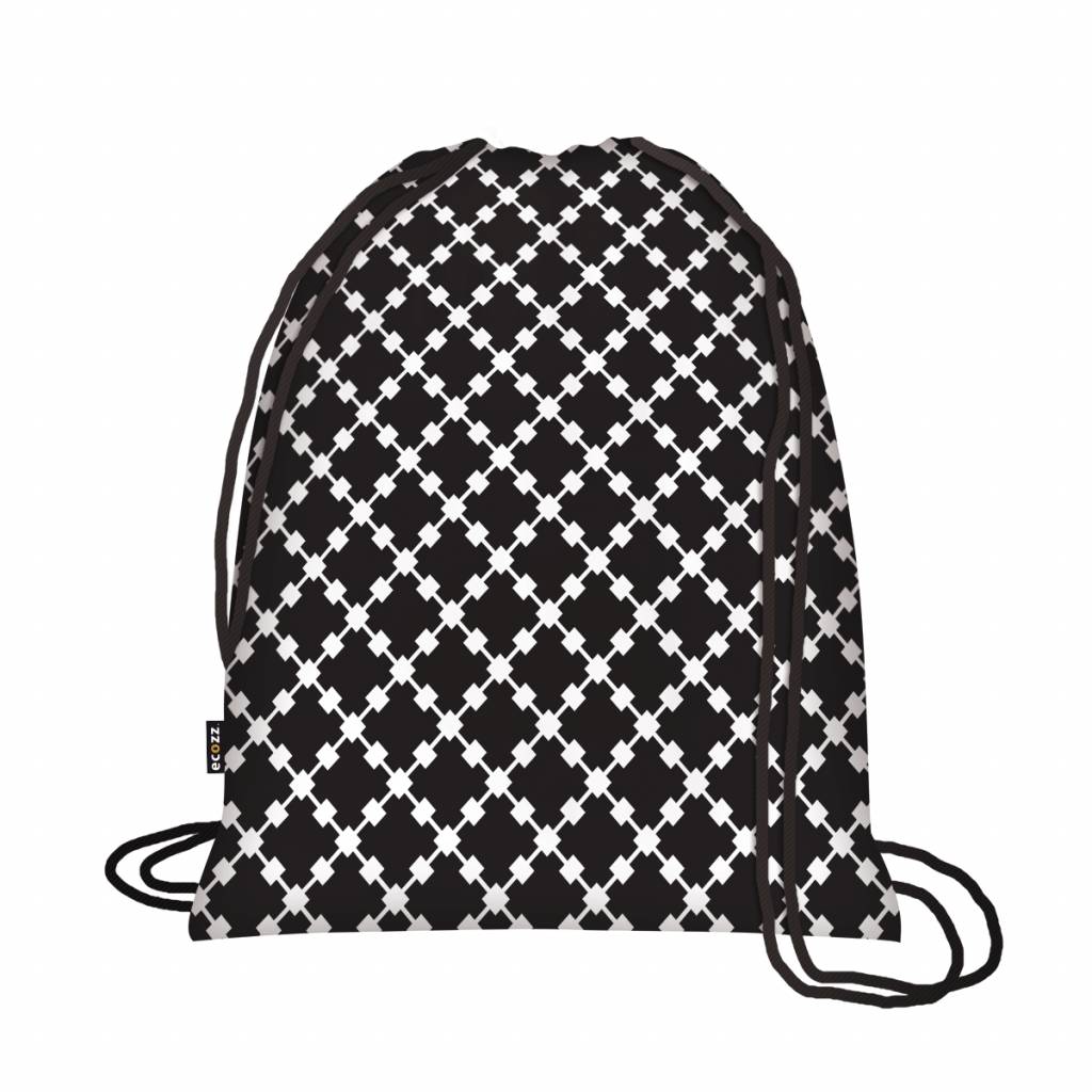 Foldable Eco Backpack Squares Black