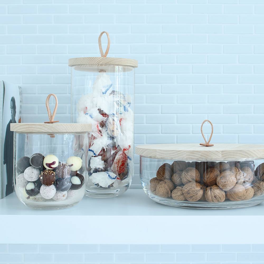 Serveerstolp Ivalo voorraadpot met houten deksel - Middel-3