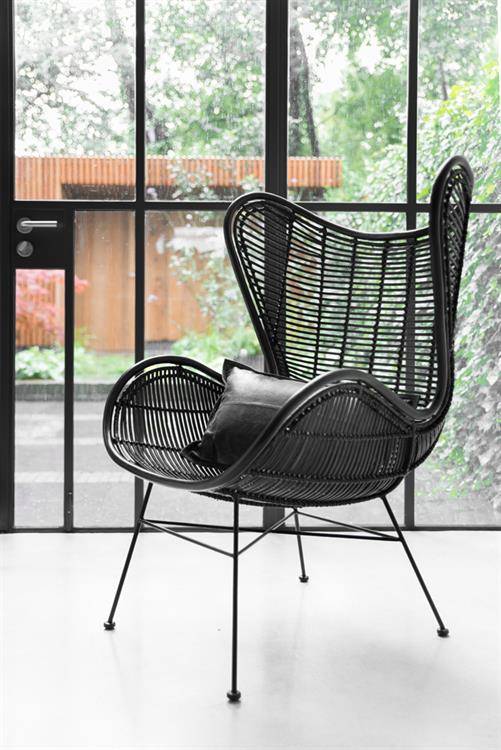 bossen Maak plaats Eigendom HK Living Rotan Egg Chair Zwart - Puur Basic Interieur