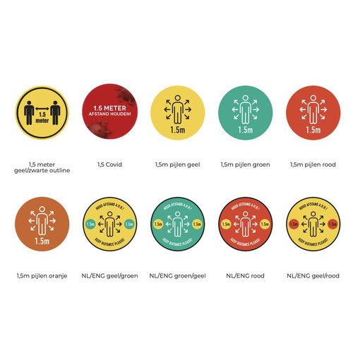 Corona-Covid Informatie Vloerstickers Rond 30 cm