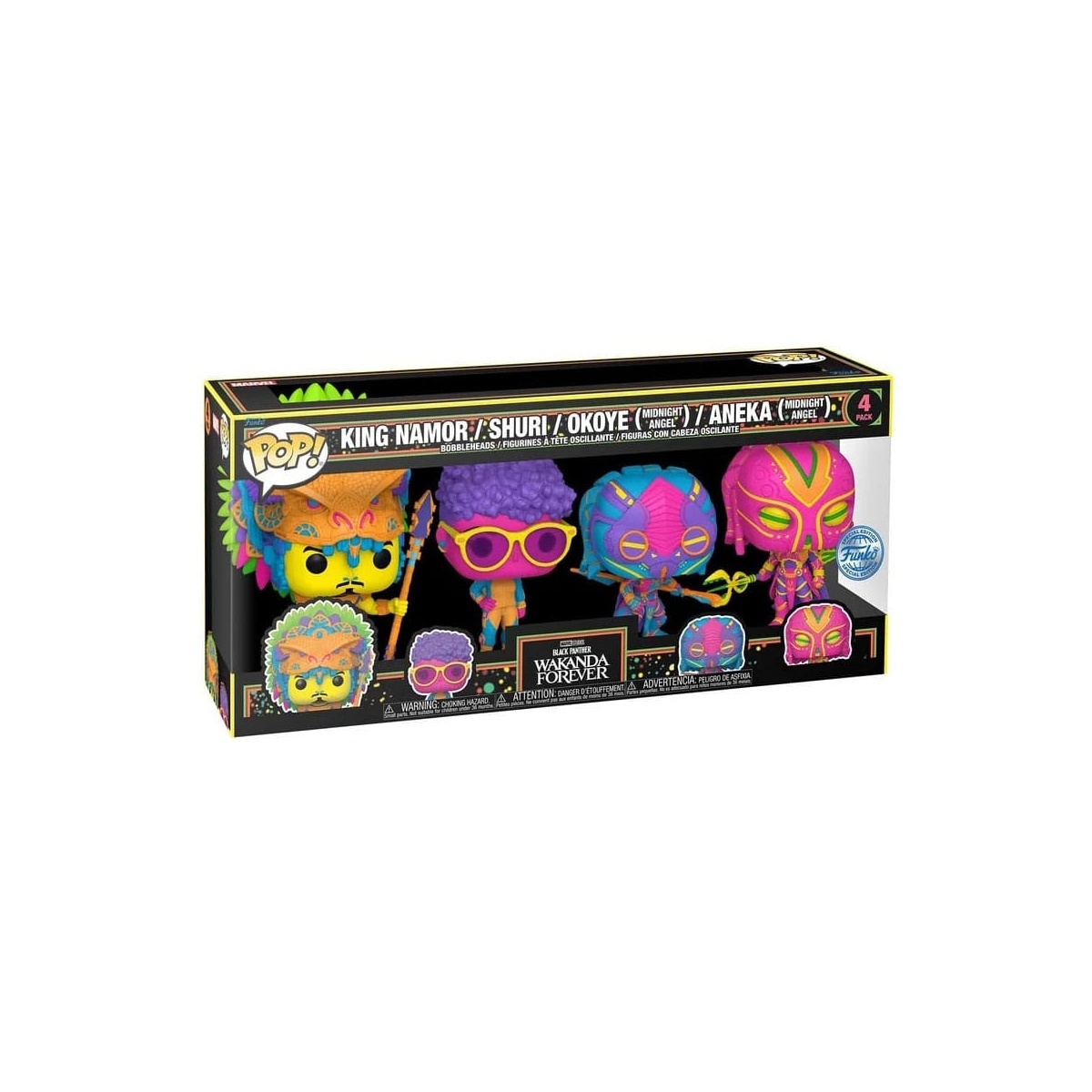 Pop Marvel: Black Panther - Wakanda Forever S2 4-Pack (BlackLight)
