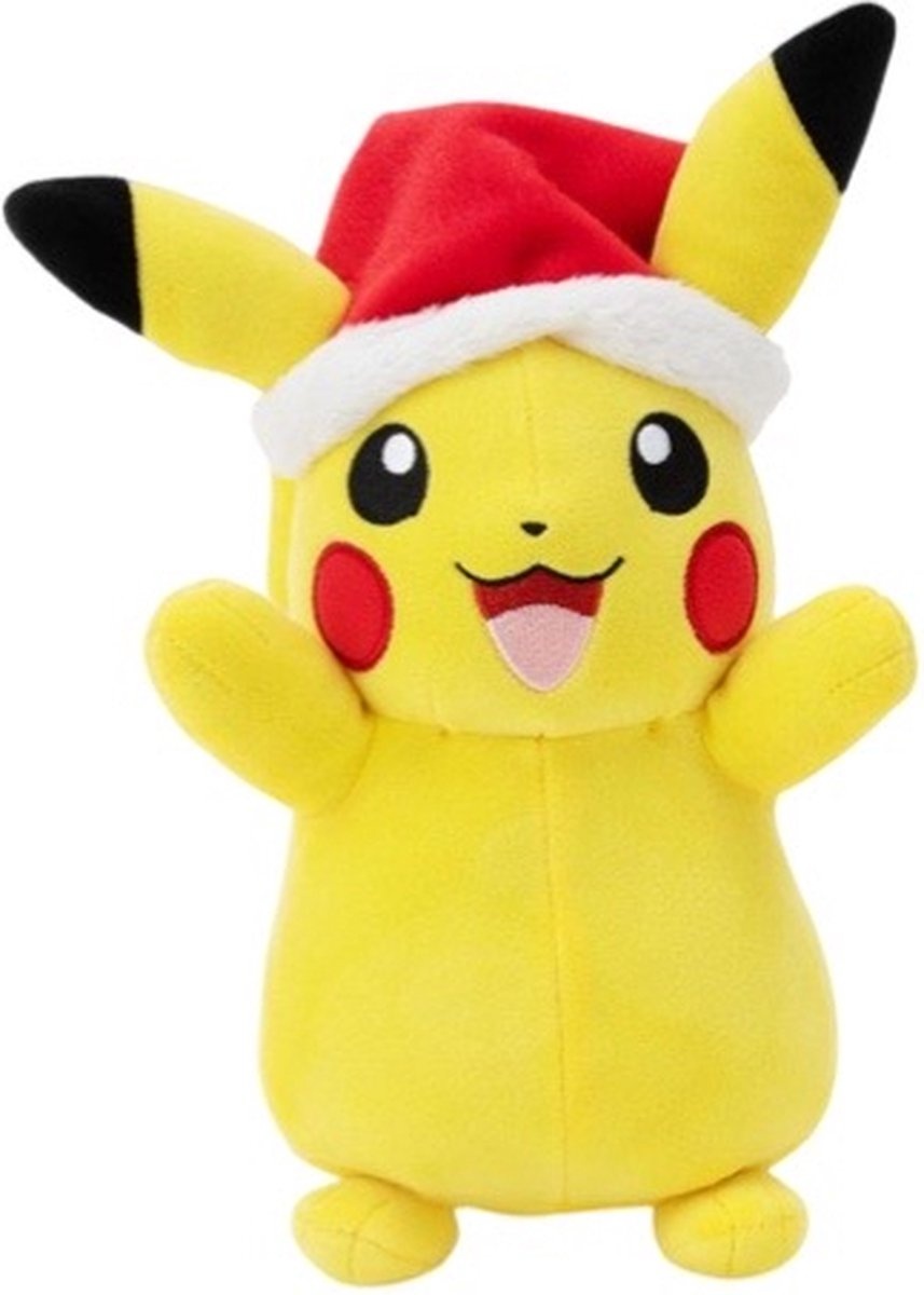 Pokémon Pikachu Plüsch mit Weihnachtsmütze (20 cm)