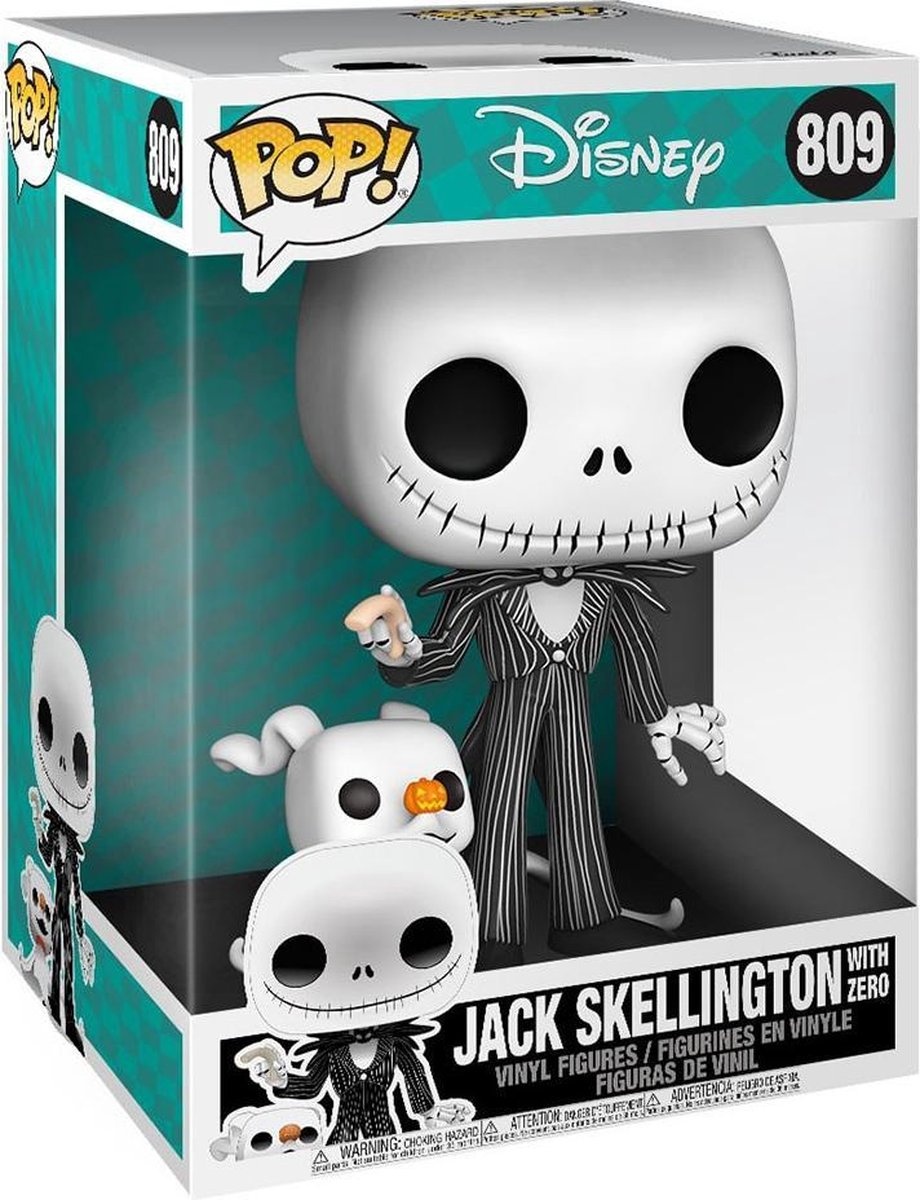 Pop! Disney: Jumbo The Nightmare Before Christmas - Jack Skellington With Zero Funko Pop (25cm) #809