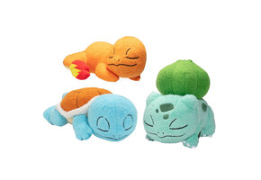 Pokémon Sleeping Bulbasaur, Charmander and Squirtle Plush (12 cm)