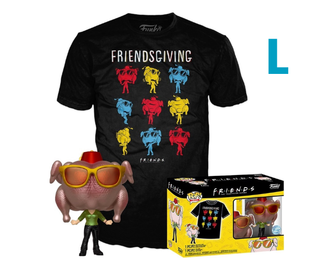 Pop Tees: Friends – Monica Geller mit Truthahn (Metallic) Funko Pop #706 (Größe L)