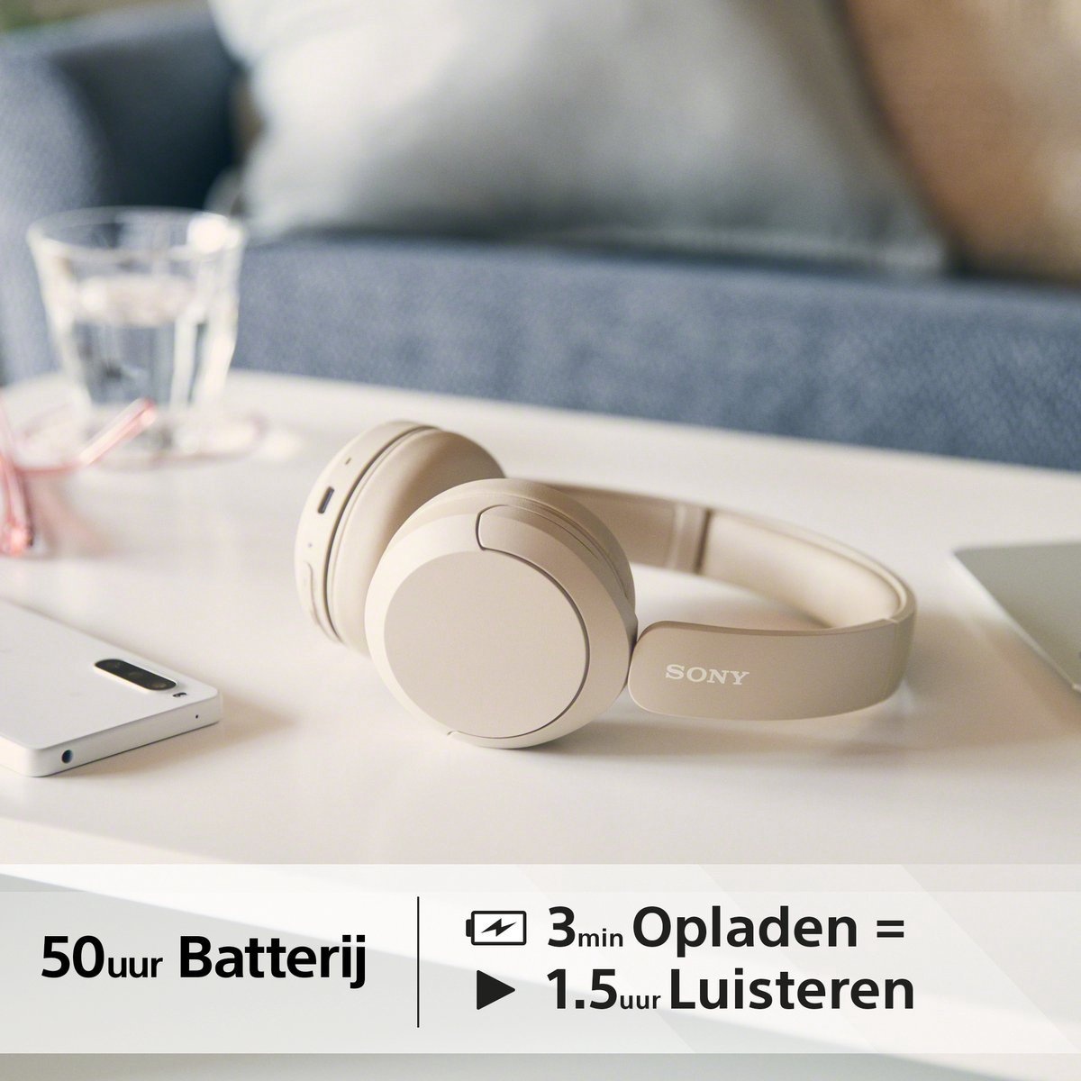 Sony WH-CH520 - Draadloos On-Ear Koptelefoon - Beige