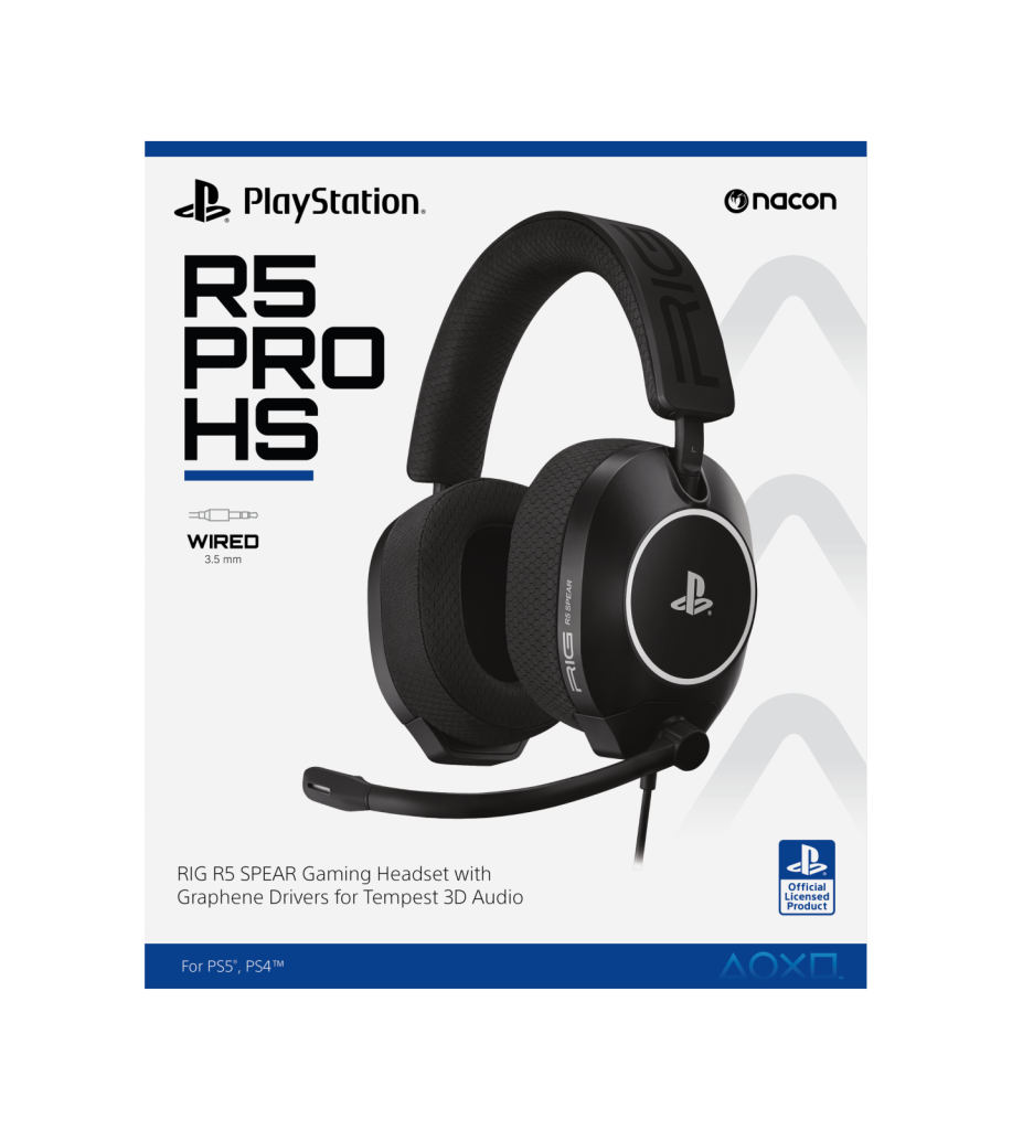 Nacon RIG R5 Pro Spear Officially Licensed PlayStation Headset – PS4 & PS5 – Black