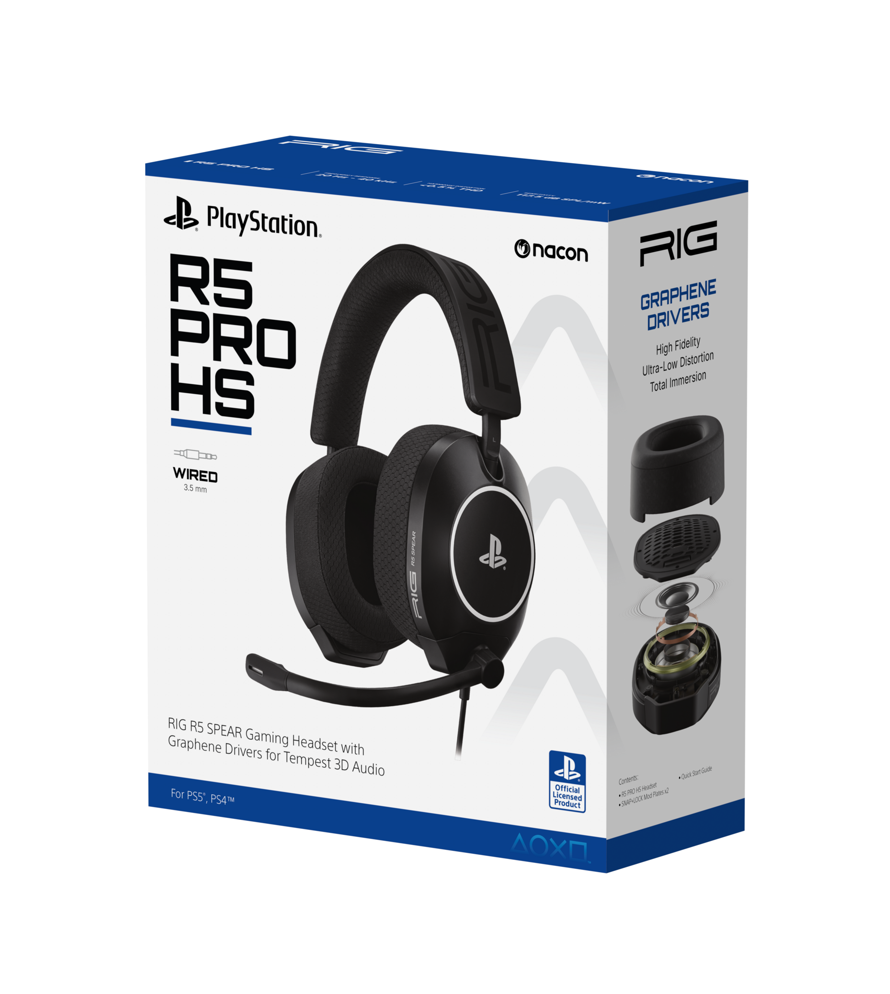 Nacon RIG R5 Pro Spear Officially Licensed PlayStation Headset – PS4 & PS5 – Black