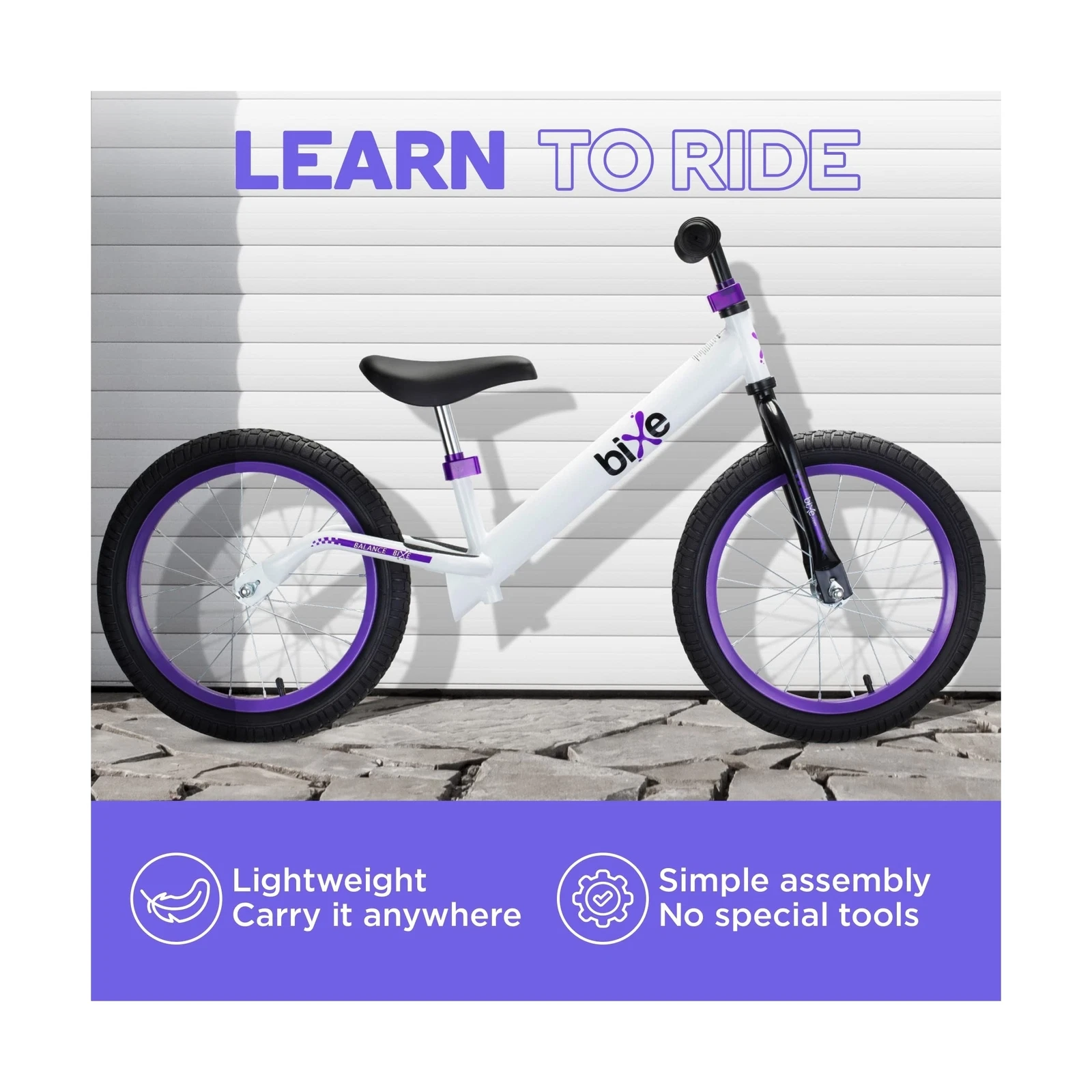 Bixe - Pro Balance Aluminium Bike (5 tot 9 Jaar Oud) - Violet - 16 inch
