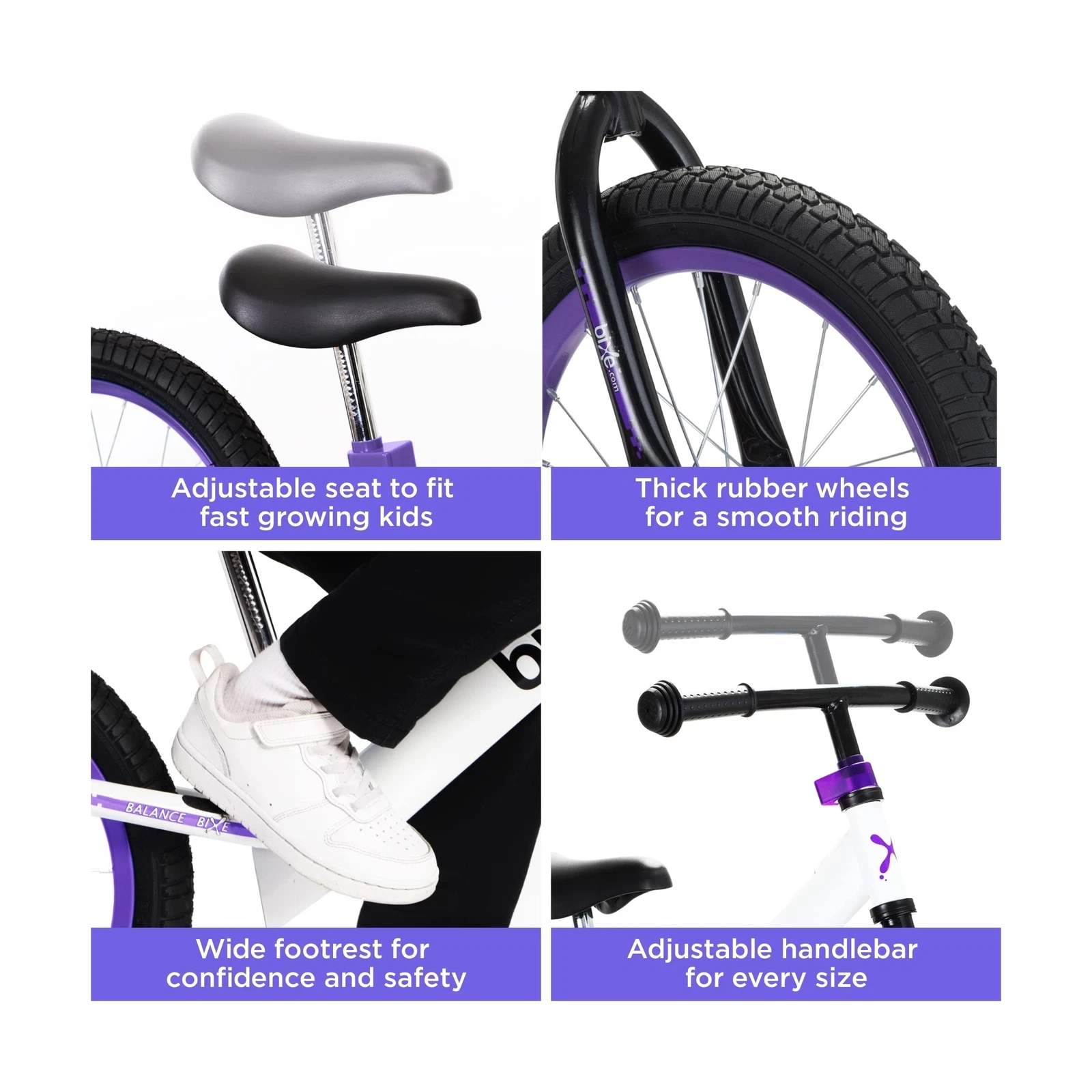 Bixe - Pro Balance Aluminium Bike (5 to 9 Years Old) - Violet - 16 inch