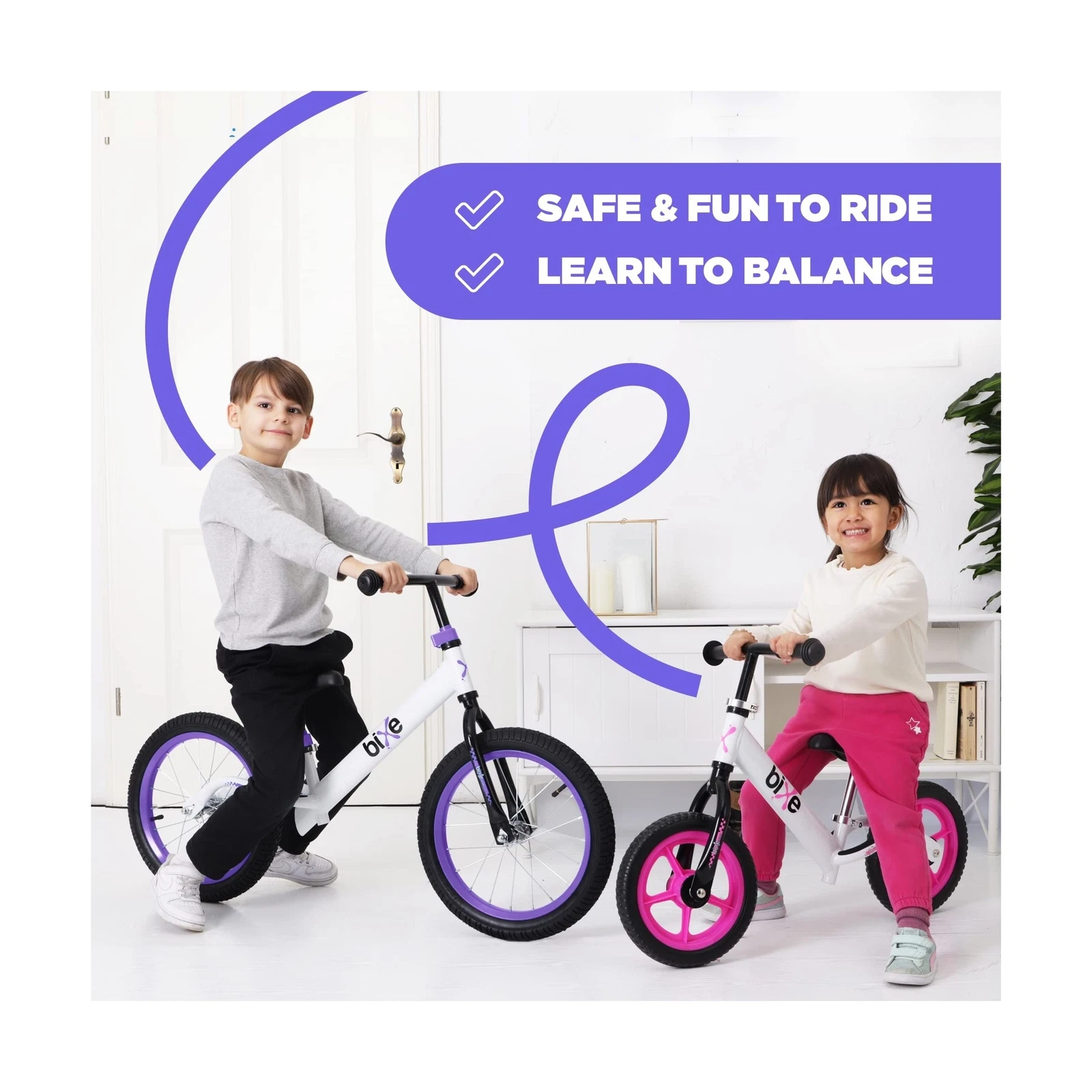 Bixe - Pro Balance Aluminium Bike (5 tot 9 Jaar Oud) - Violet - 16 inch