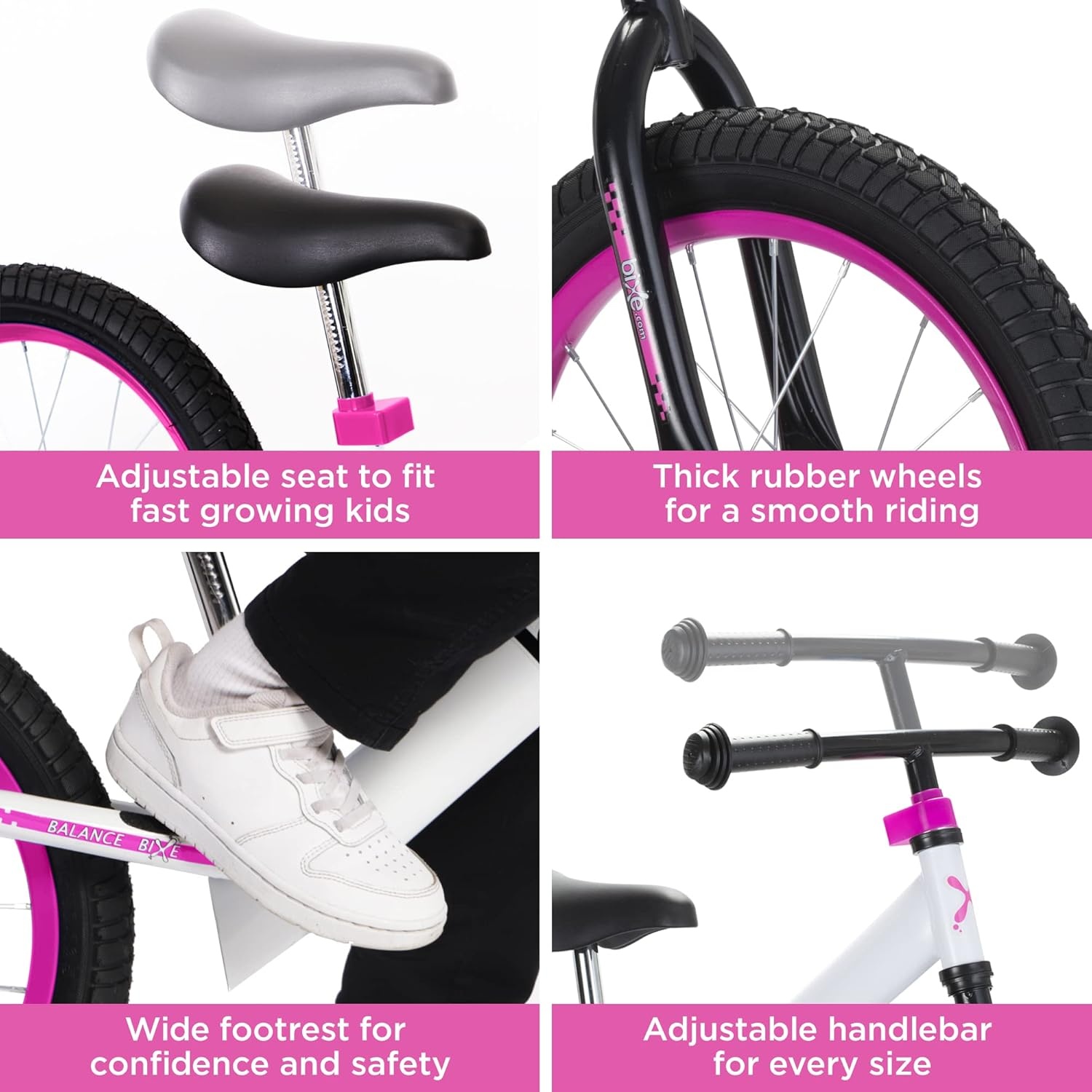 Bixe - Pro Balance Aluminium Bike (5 tot 9 Jaar Oud) - Pink - 16 inch