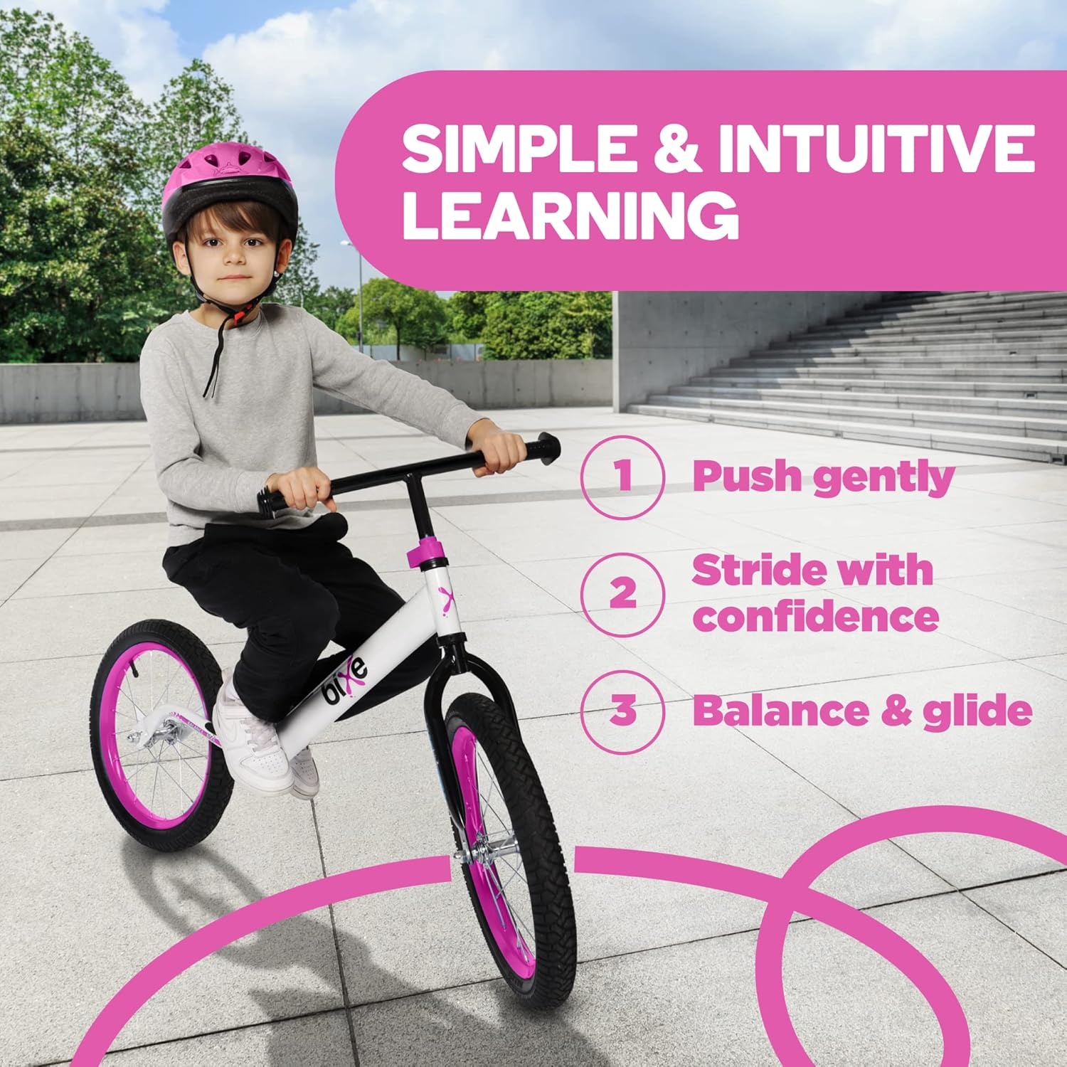 Bixe - Pro Balance Aluminium Bike (5 tot 9 Jaar Oud) - Pink - 16 inch