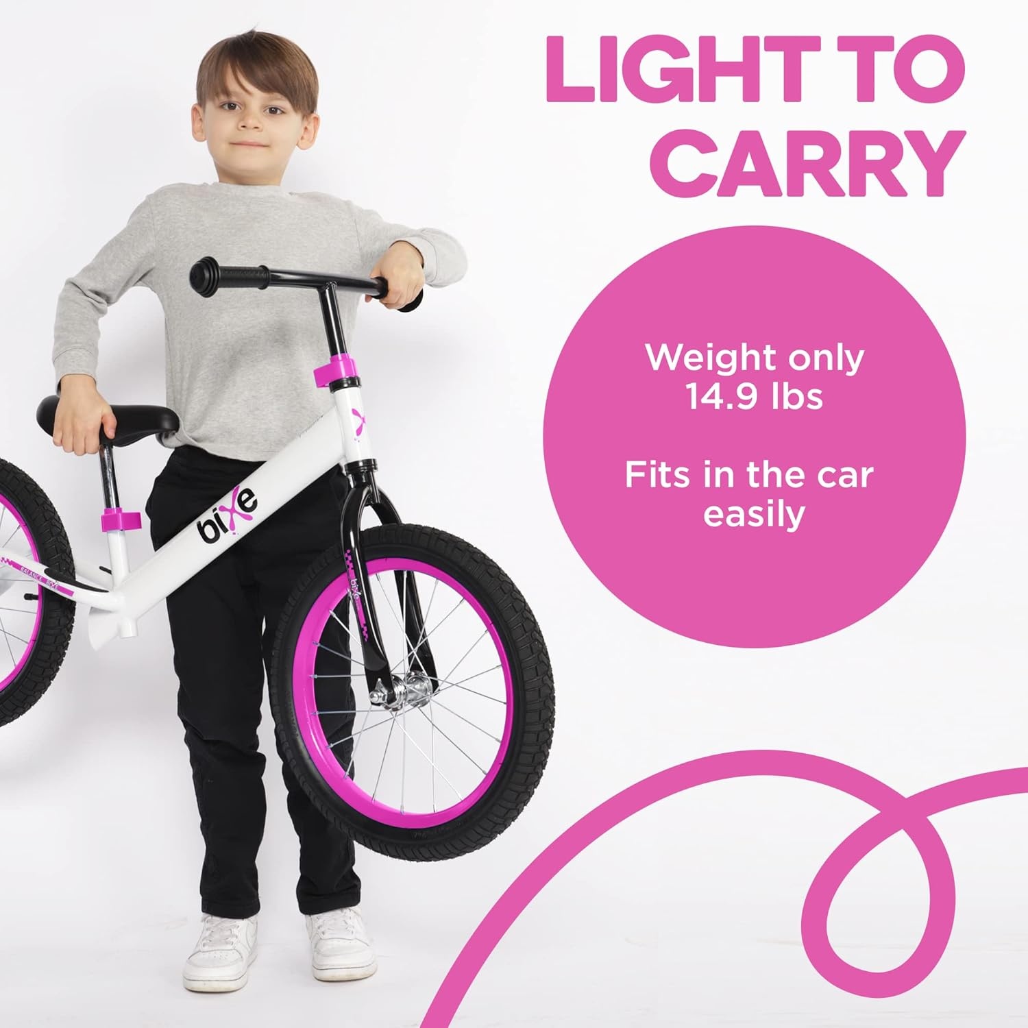 Bixe - Pro Balance Aluminium Bike (5 tot 9 Jaar Oud) - Pink - 16 inch