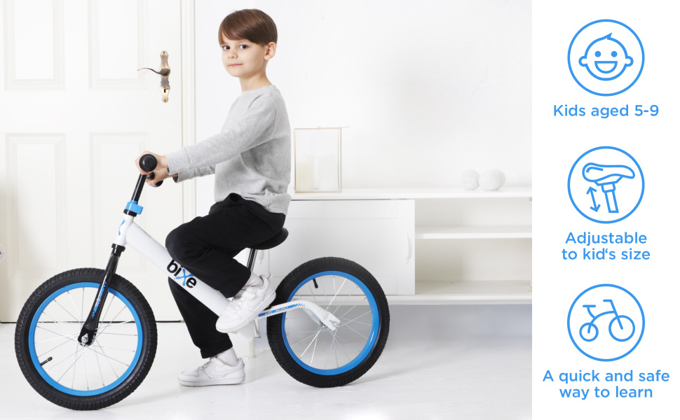 Bixe - Pro Balance Aluminium Bike (5 tot 9 Jaar Oud) - Blauw - 16 inch