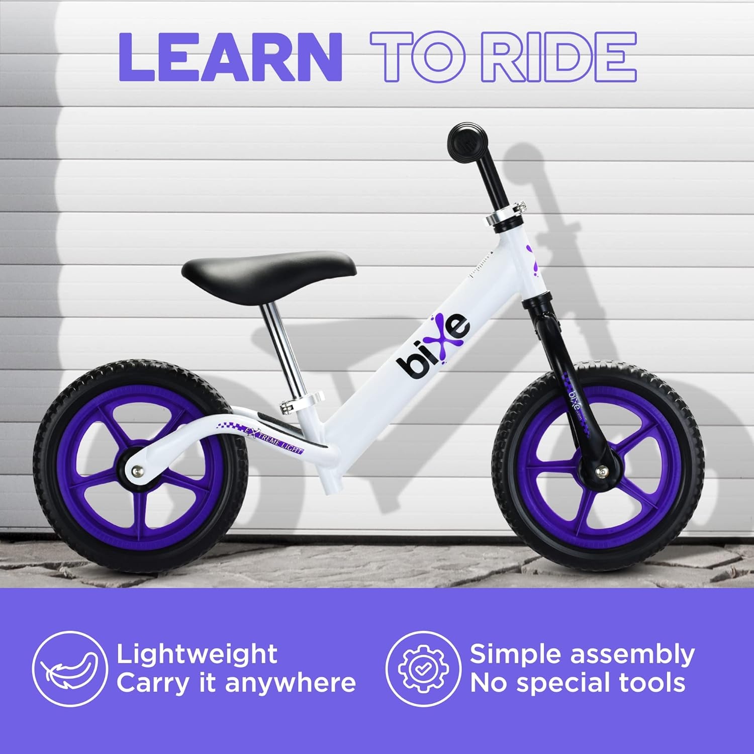 Bixe - Extreme Balance Aluminium Bike (18 Maanden tot 6 Jaar Oud) - Paars - 12 inch