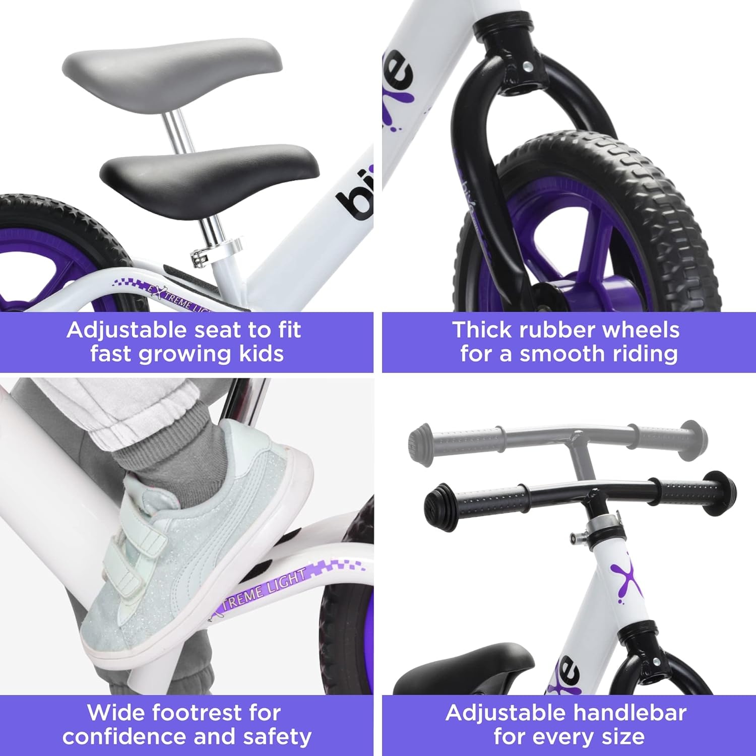 Bixe - Extreme Balance Aluminium Bike (18 Month to 6 Year Old) - Purple - 12 inch