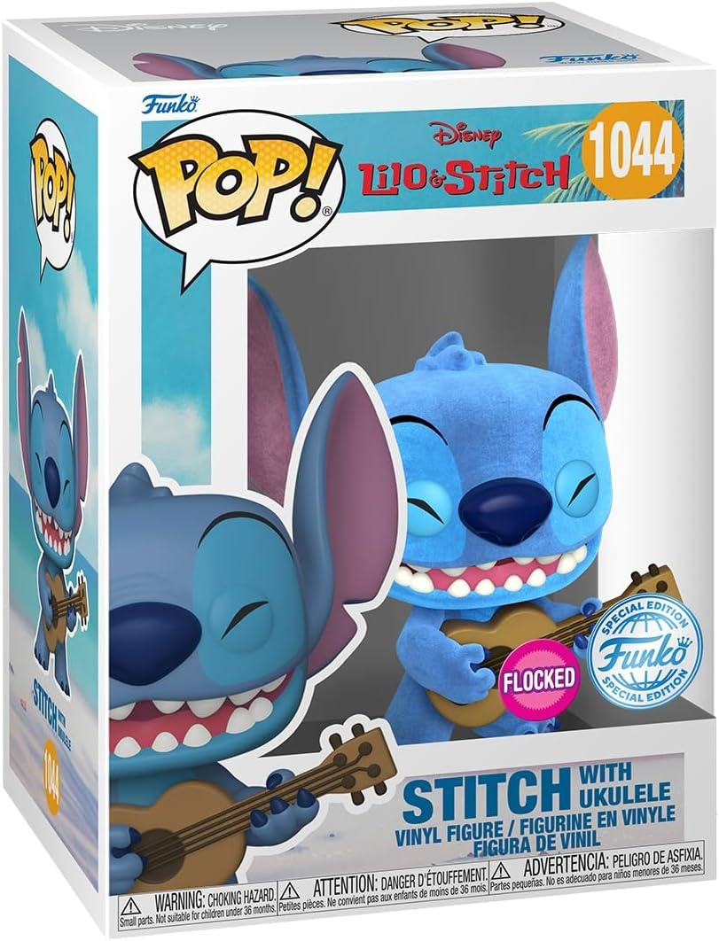 Pop Disney: Lilo & Stitch - Stitch w/Ukulele (XL) (Special Edition) (Flocked) Funko Pop #1044