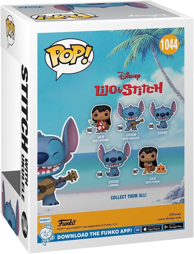 Pop Disney: Lilo & Stitch - Stitch w/Ukulele (XL) (Special Edition) (Flocked) Funko Pop #1044