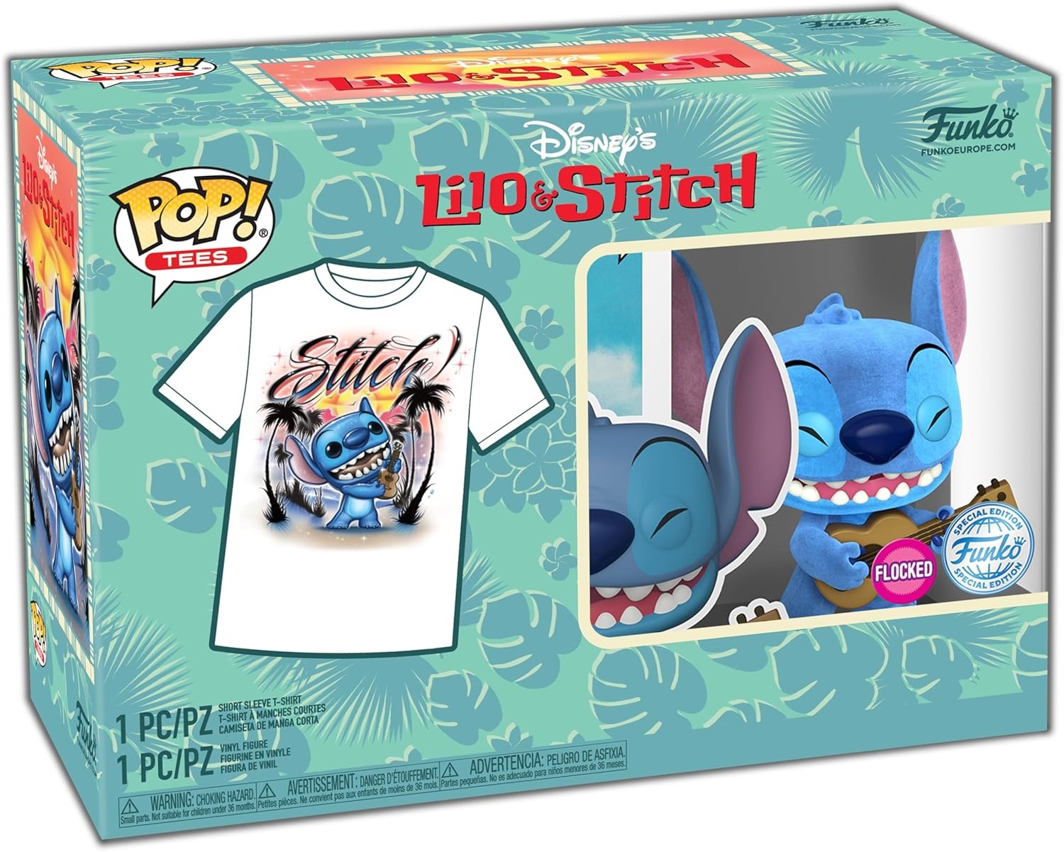 Pop Disney: Lilo & Stitch - Stitch w/Ukulele (XL) (Special Edition) (Flocked) Funko Pop #1044