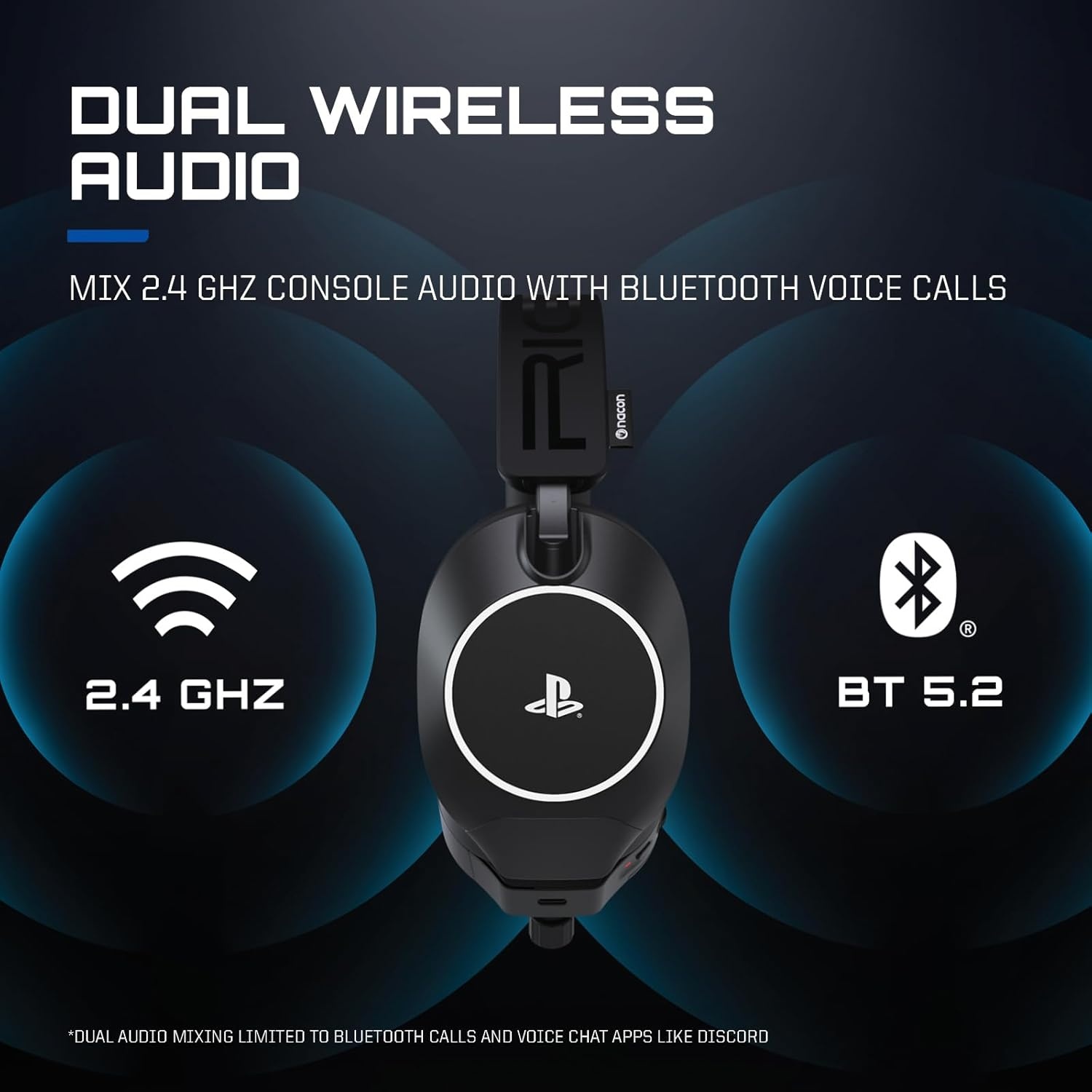 Nacon RIG R8 Spectre Pro HS Officieel Gelicenseerde Draadloze Gaming Headset met Laadstation – PS5 & PS4 – Zwart