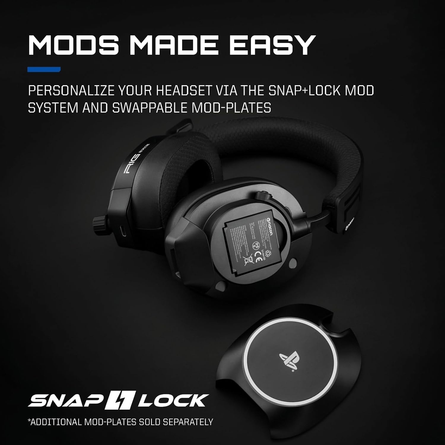 Nacon RIG R8 Spectre Pro HS Offiziell Lizenziertes Kabelloses Gaming-Headset mit Ladestation – PS5 & PS4 – Schwarz