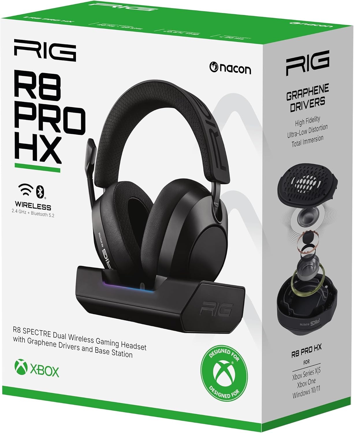 Nacon RIG R8 Spectre Pro HX Officially Licensed Wireless Gaming Headset with Charging Station – Xbox Series X|S & Xbox One – Black